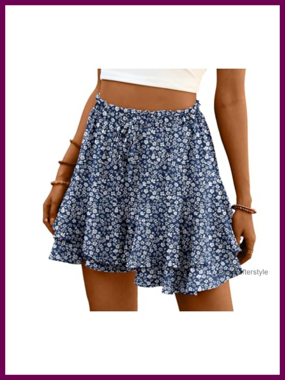 Flowy Tiered Ruffle Skorts Summer Butterfly Hem Drawstring Waist